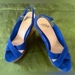 BEAUTIFUL ROYAL BLUE DOLCE VITA WEDGE SANDALS, size 10
